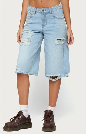Distressed Low Rise Boyfriend Bermuda Shorts image number 2