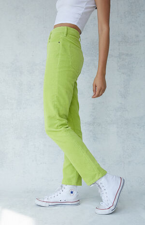 Lime Corduroy Mom Jeans Lime Corduroy Mom Jeans image number null