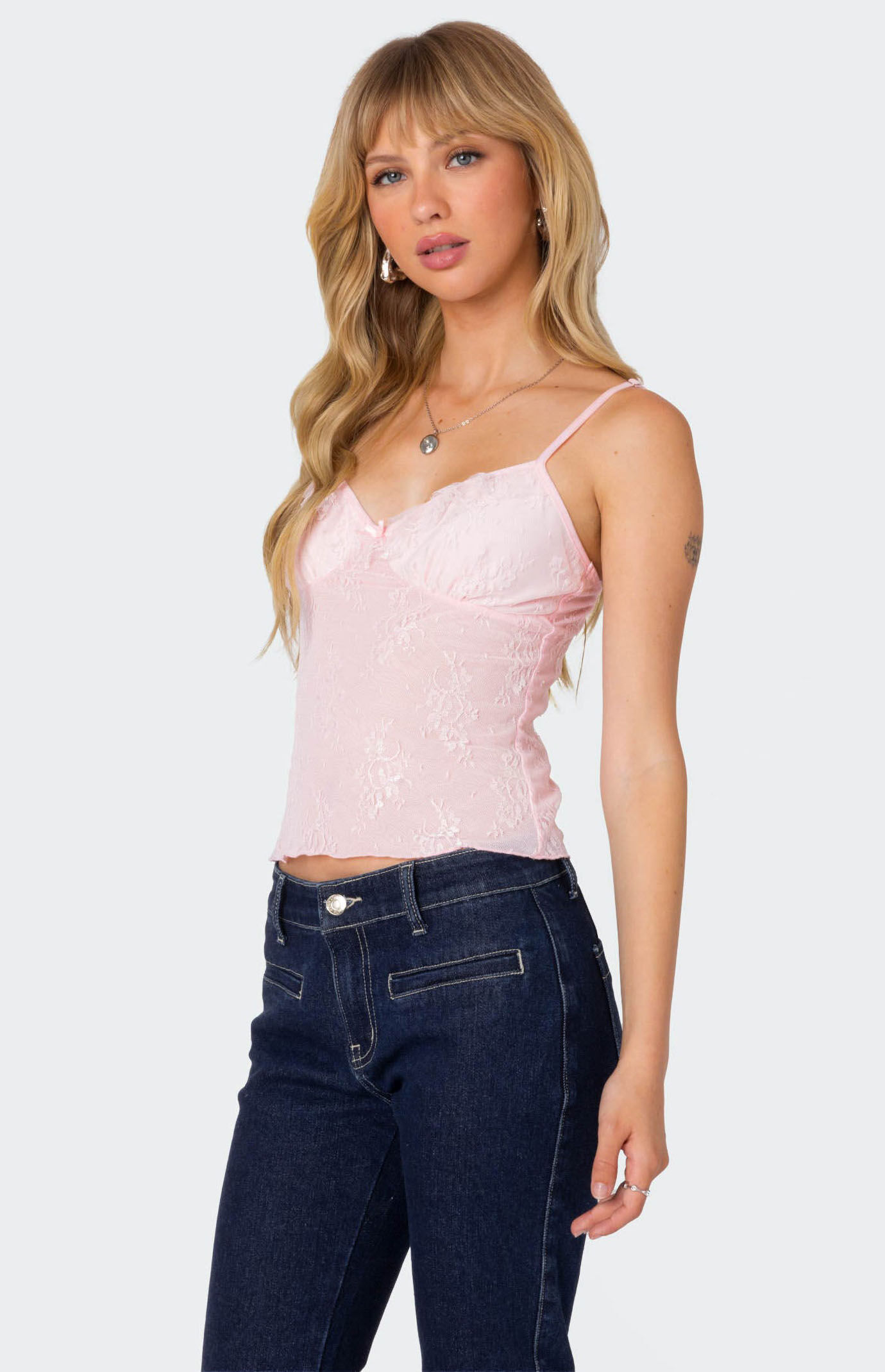 Edikted Angelina Sheer Lace Tank Top
