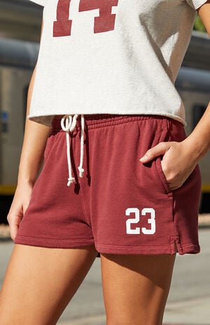 Burgundy Rosa Sweat Shorts image number 2