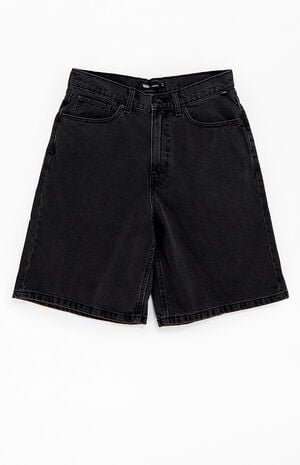 Black Check-5 Baggy Denim Shorts