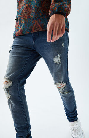 Dark Ripped Stacked Skinny Jeans image number 5