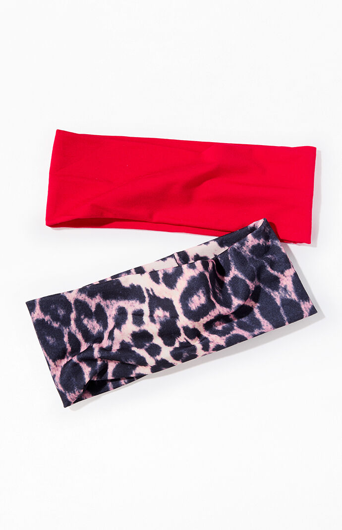 LA Hearts 2 Pack Leopard & Red Soft Headband | PacSun