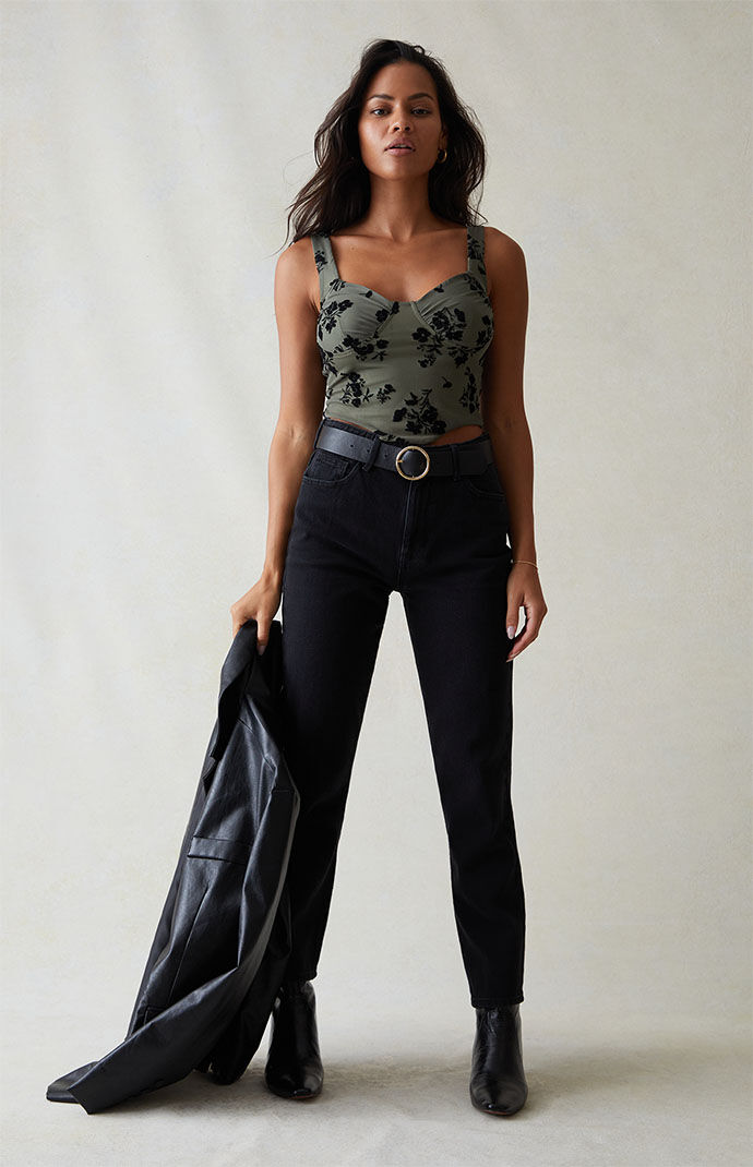 Pacsun black sale rose mom jeans