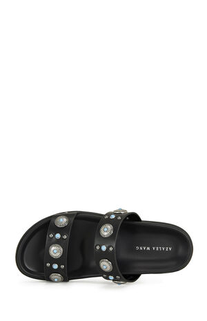 Women's Storge Black Flat Sandals image number 5