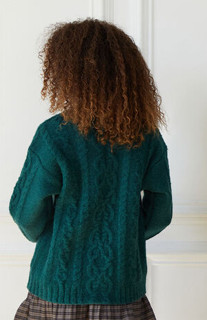 Green Cable Knit Sweater image number 4