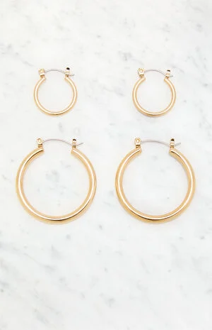 2 Pack Gold Hoop Earrings image number 1