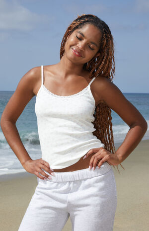 White & Pink Floral Skylar Tank Top image number 2