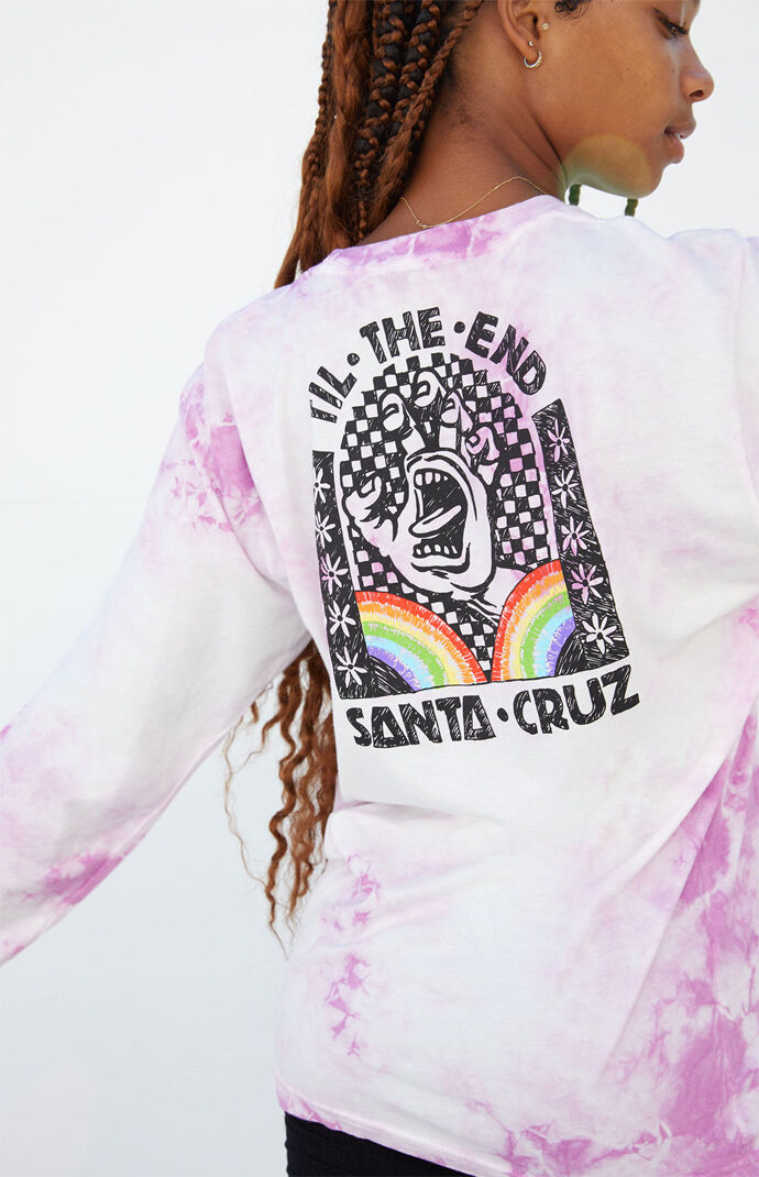 Tie-Dyed Hand Mural Long Sleeve Boyfriend T-Shirt