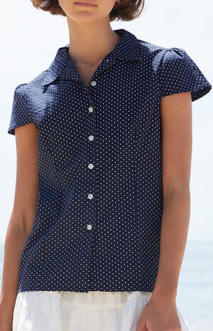 Navy Polka Dot Rue Collared Top image number 2