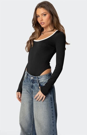 Contrast Scoop Neck Bodysuit image number 4