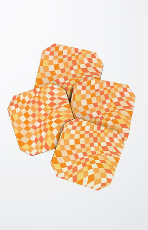 Little Dean Orange Shades Checkers Coaster Set