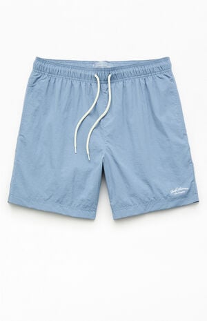 Blue Collegiate Solid 6.5" Swim Trunks image number 1