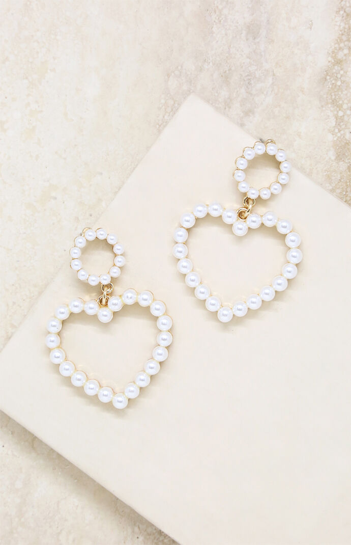 Ettika Loving Pearl Heart Earrings PacSun