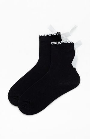 Black Ruffle Bow Socks