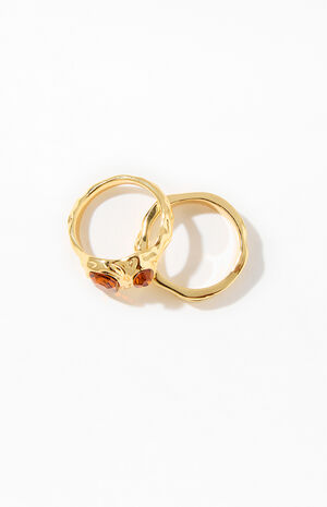 2 Pack Gold Gemstone Rings image number 2