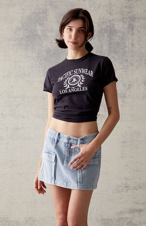 Light Blue Denim Cargo Mini Skirt image number 1