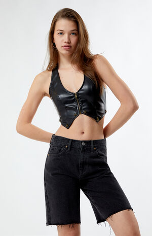 Faux Leather Star Halter Vest image number 1