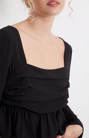 Ruched Long Sleeve Babydoll Top image number 2