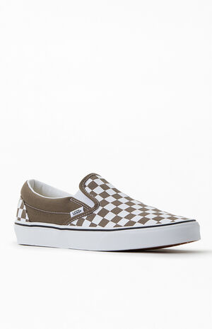 Brown Checkered Classic Slip-On Shoes image number 2