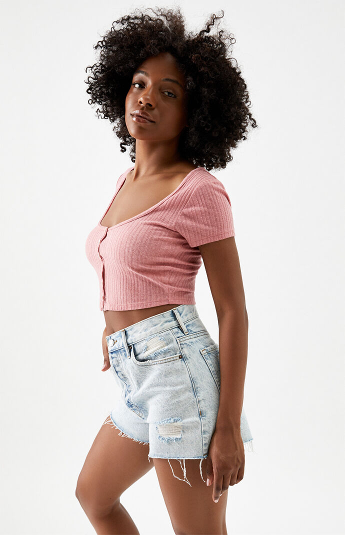 Rainbow denim shorts hot sale