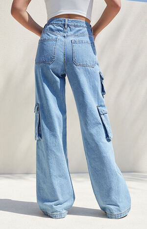 Medium Blue '90s Baggy Cargo Jeans image number 4