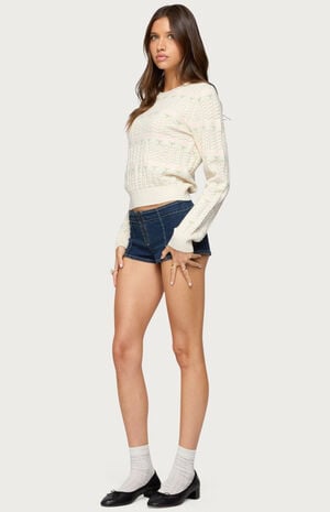 Emerie Flower Textured Knit Sweater image number 4