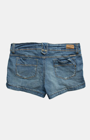 2000s Y2K Low Rise Medium Indigo Micro Jean Shorts image number 2