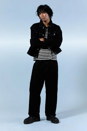 Dylan Baggy Jeans Cargo Contrast Stitch Black image number 1