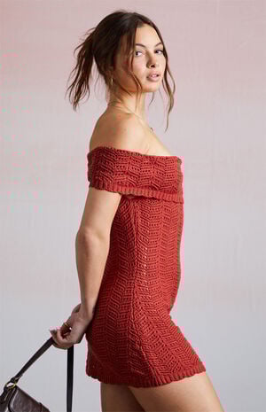 Crochet Off-The-Shoulder Mini Dress image number 4