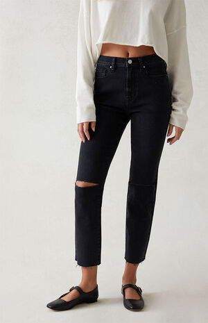 Stretch Black Ripped Vintage Skinny Jeans image number 2
