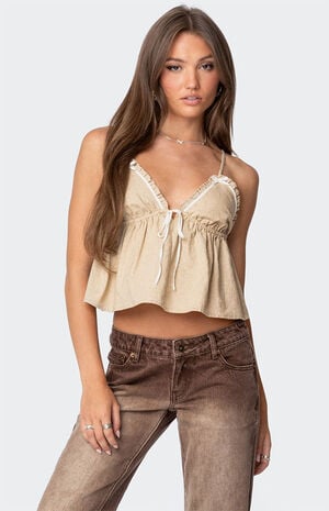Claire Linen Look Babydoll Top image number 1