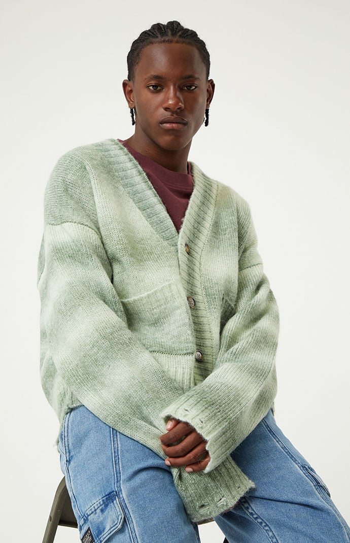 PacSun Green Ombre Cropped Cardigan PacSun