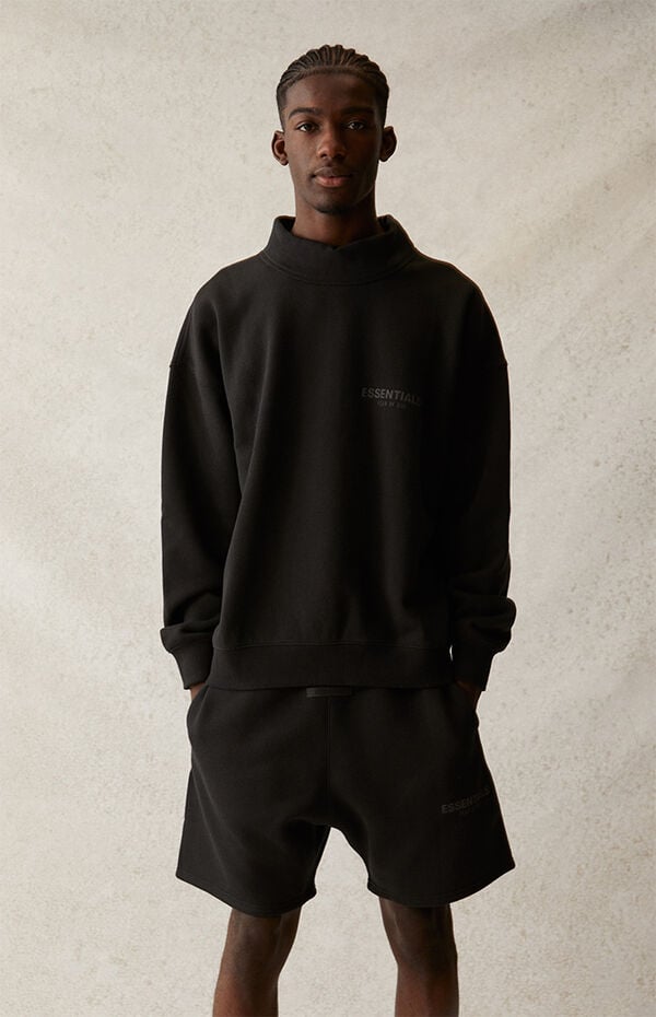 Fear of God Essentials Black Mock Neck Sweatshirt | PacSun 