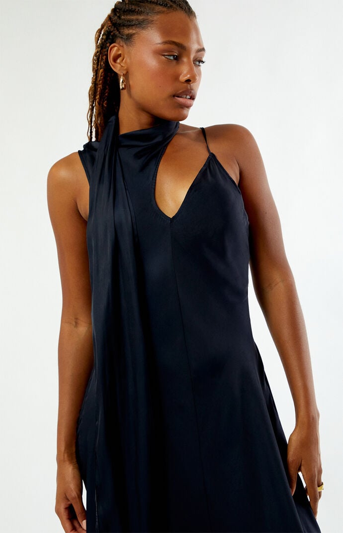 WEWOREWHAT Wrap Neck Maxi Slip Dress