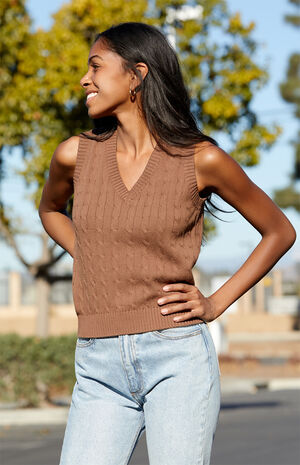 Brown Marlena Sweater Vest image number 1