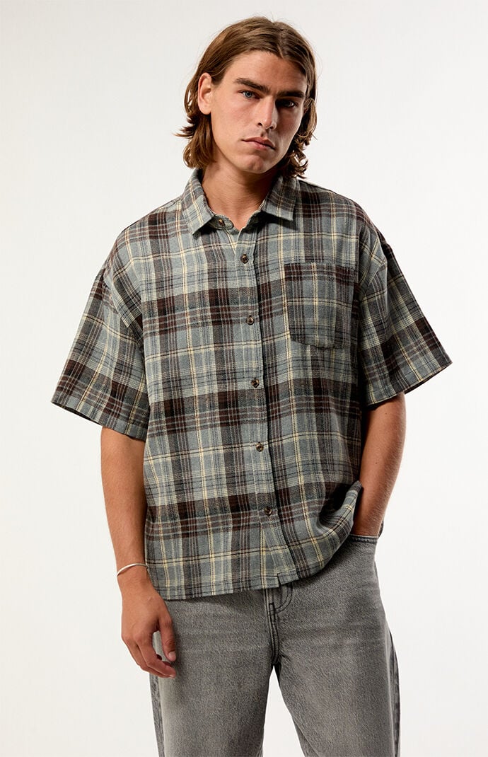 Pacsun Blue Plaid Woven Flannel Shirt