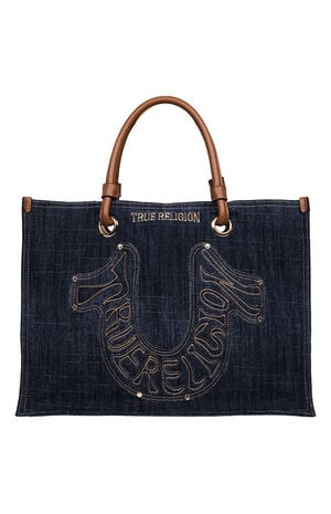 Andi Horseshoe Applique Denim Tote Bag image number 1