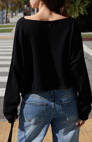Black Wide Neck Sweater image number 4