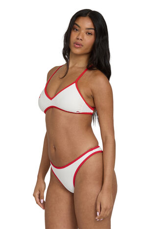 Red & White Ribbed V Crossback Bralette bikini Top image number 2