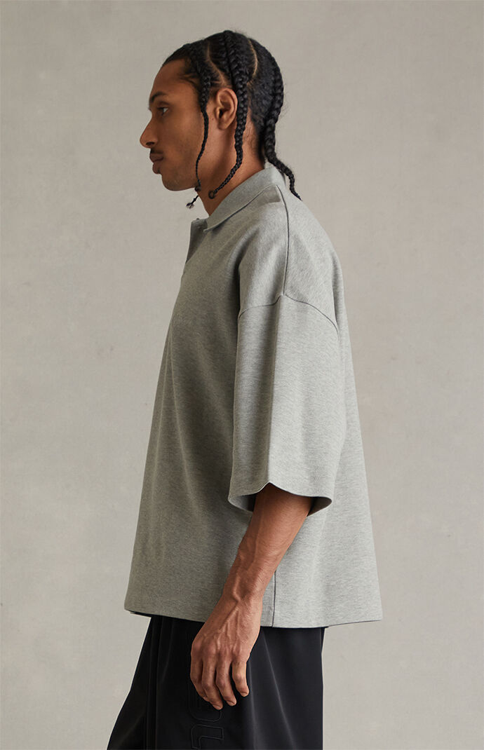Fear of God ESSENTIALS Concrete Heather Signature '90s Cropped Polo Shirt