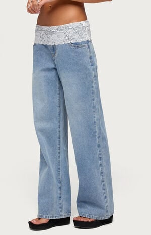 Lacey Foldover Low Rise Baggy Jeans image number 2