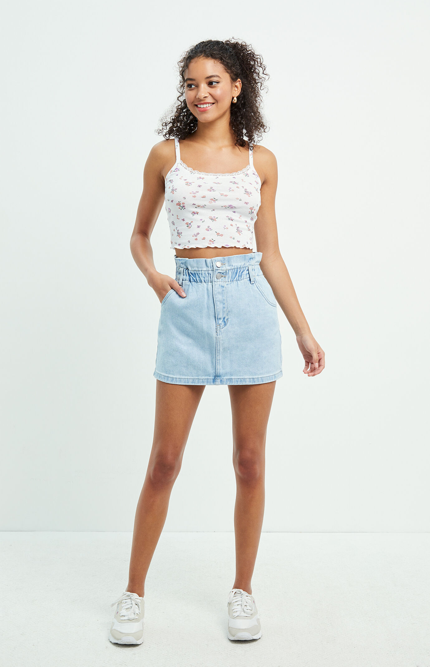 paperbag waist denim skirt
