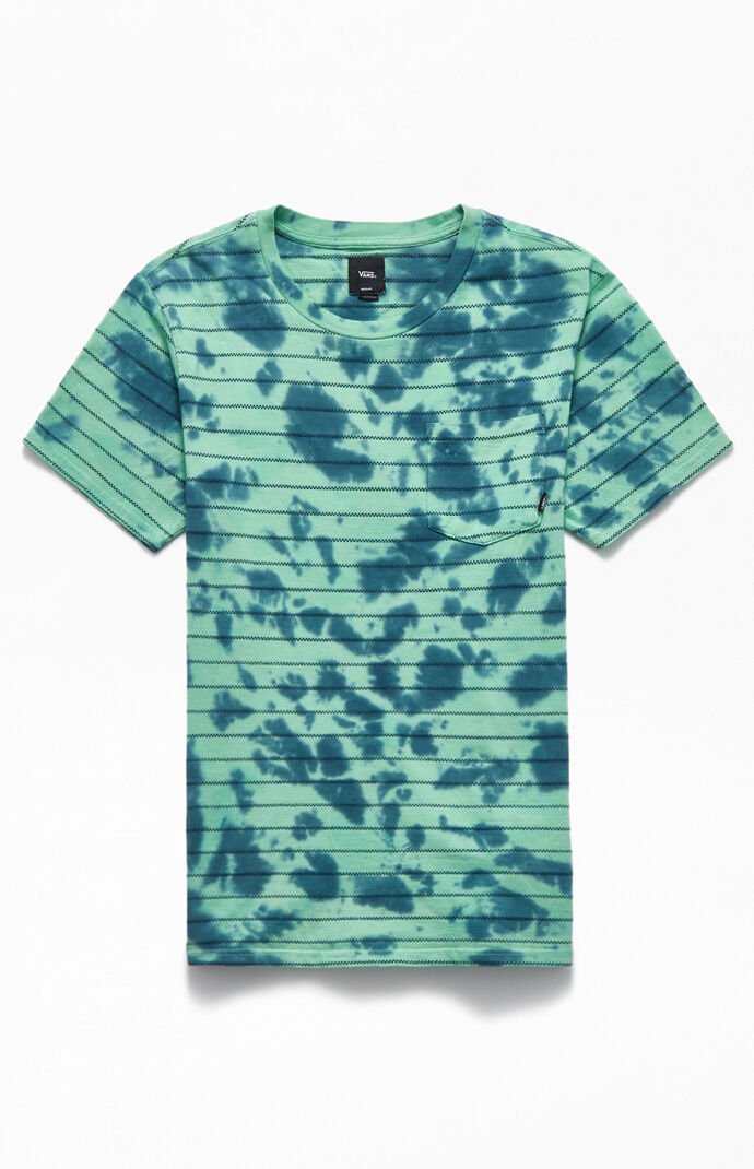Tie-Dyed Checkered Striped T-Shirt