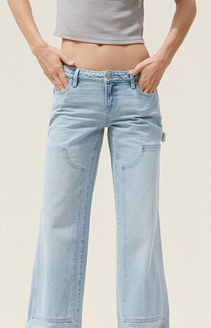 Light Indigo Low Rise Girlfriend Carpenter Jeans image number 5