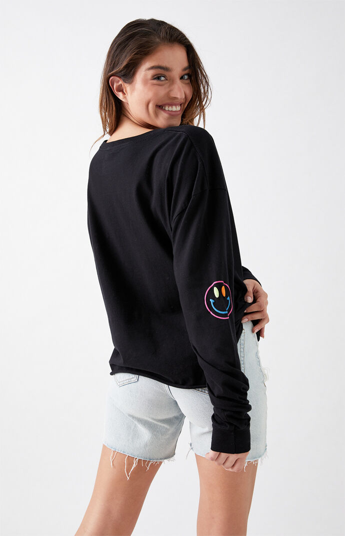 Smiley Long Sleeve Boyfriend T-Shirt