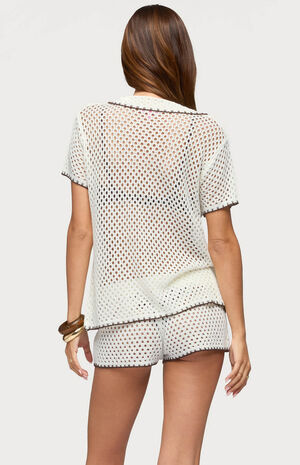 Rocca Contrast Button Up Crochet Top image number 3