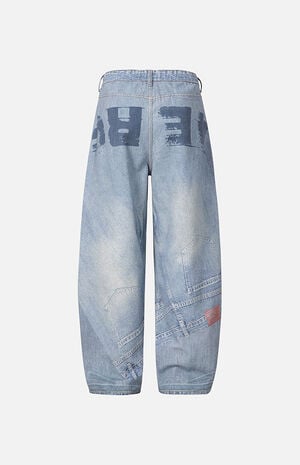 Inverted Graphic Baggy Barrel Jeans image number 5