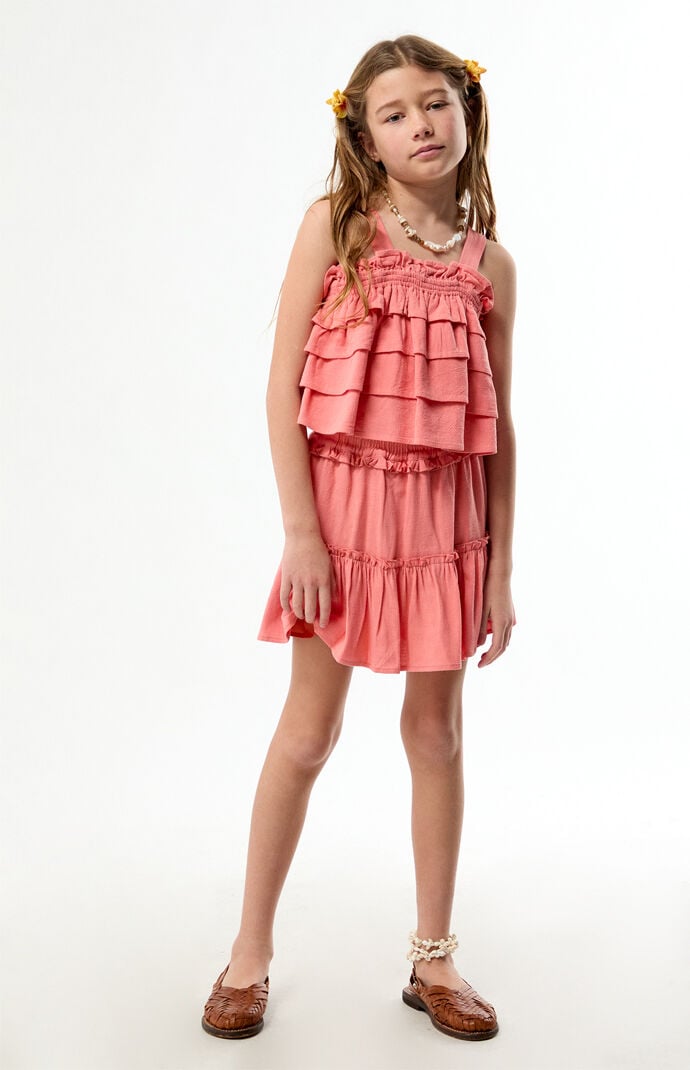 Pacsun Kids Coral Ruffle Tank Top