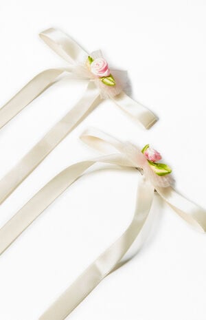 2 Pack Satin Rosette Bow Barrettes image number 2